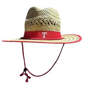 Texas Rangers straw hat with red band
